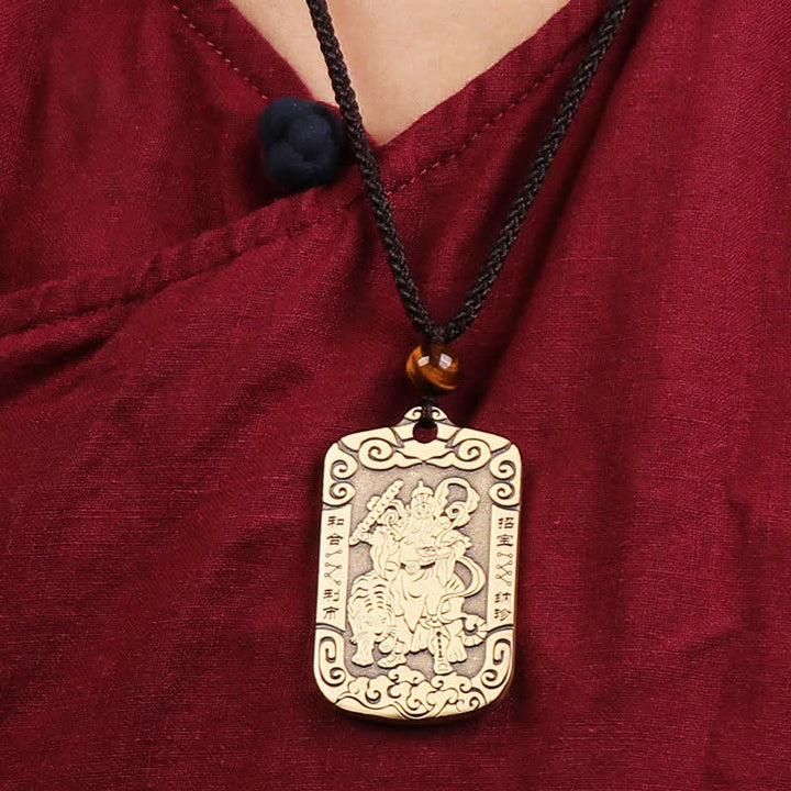 Buddha Stones Gott des Reichtums Zhao Gongming Kupfer Schutz Halskette Anhänger Schlüsselanhänger