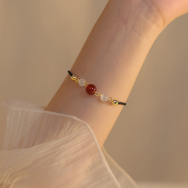 Buddha Stones Rotes Achat-Katzenaugen-Armband mit geflochtener Schnur - Roter Achat und schwarze Schnur (Armbandgröße 15 + 5 cm) - image 6