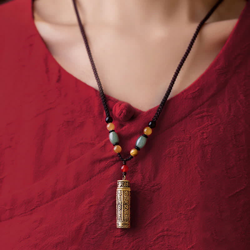 Buddhastoneshop Tibet Om Mani Padme Hum Achat Shurangama Sutra Schutz Halskette Anhänger - image 6