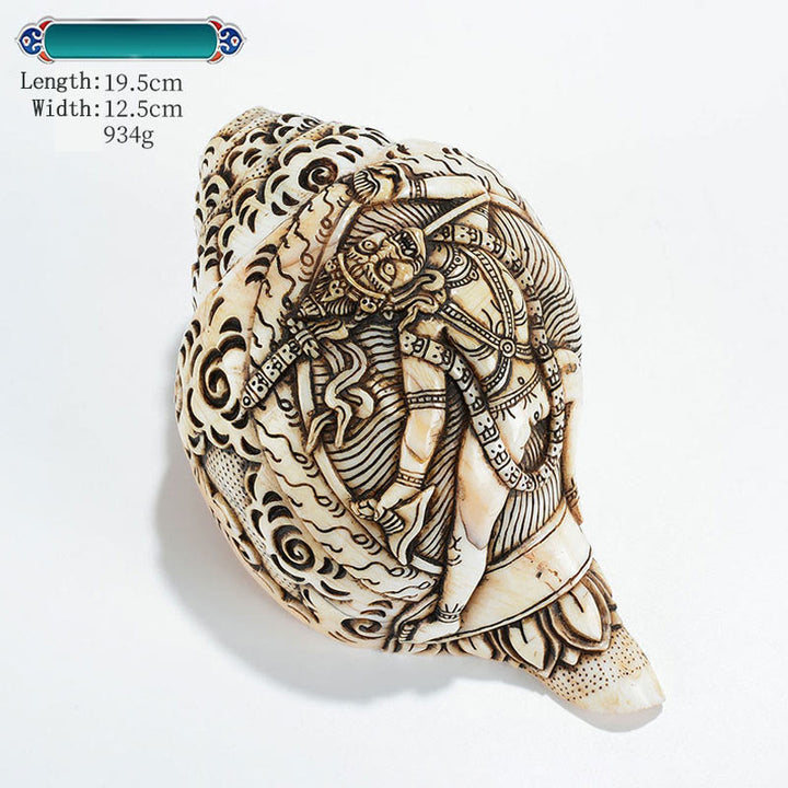 Tibetische handgemachte gravierte Shankha Buddha Avalokitesvara Conch Shell Reichtum Dekoration - Vajrayogini-Buddha 19,5*12,5cm - image 31