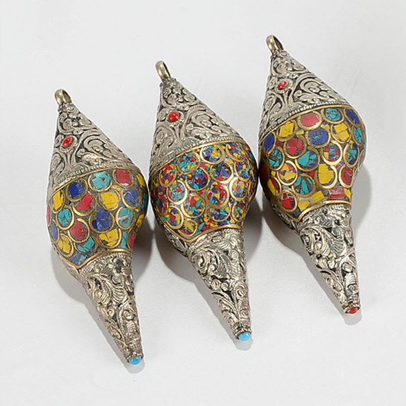 Tibetische handgefertigte natürliche Shankha bunte Muschelschale, Reichtum, Heimdekoration - image 5