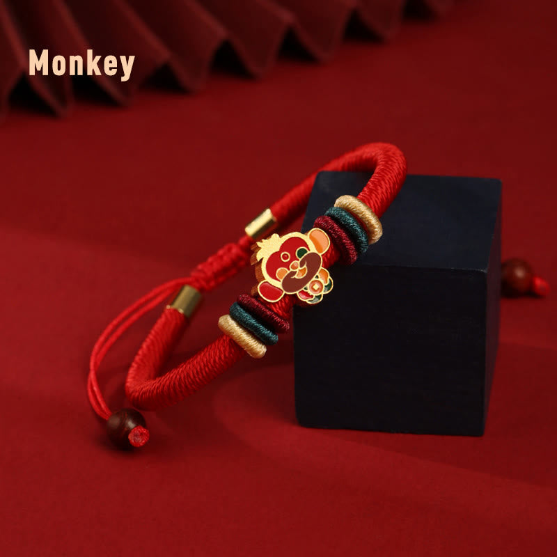 Buddha Stones Handgefertigtes geflochtenes rotes Armband aus 925er-Sterlingsilber, Jahr des Drachen, niedliches chinesisches Sternzeichen, Glück - Affe (Handgelenkumfang 14–19 cm) - image 17