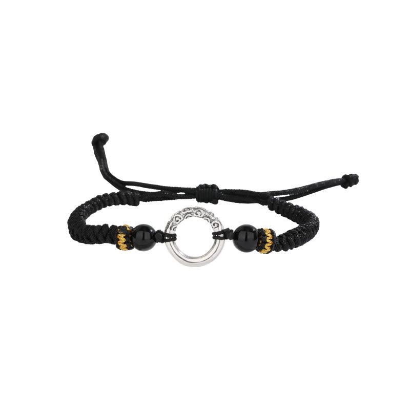 Geflochtenes Armband aus 925er-Sterlingsilber mit Friedensschnalle, verheißungsvolle Wolken und Glücksbringer mit Buddha Stonesn - image 4