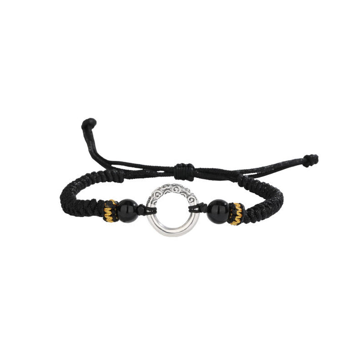 Geflochtenes Armband aus 925er-Sterlingsilber mit Friedensschnalle, verheißungsvolle Wolken und Glücksbringer mit Buddha Stonesn - image 4