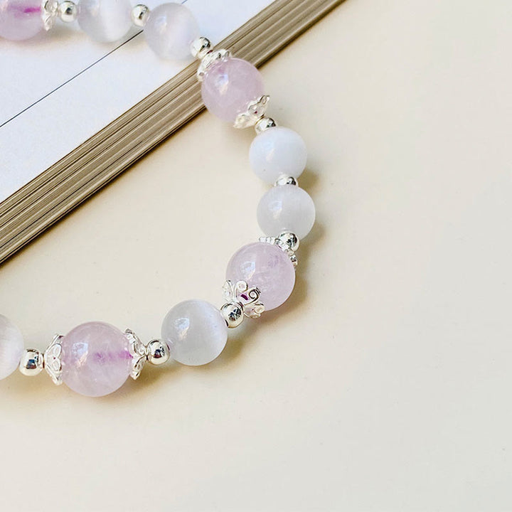 Buddha Stones Armband aus 925er-Sterlingsilber, natürlicher Amethyst, Katzenauge, spirituelles Bewusstsein, Stern - image 4