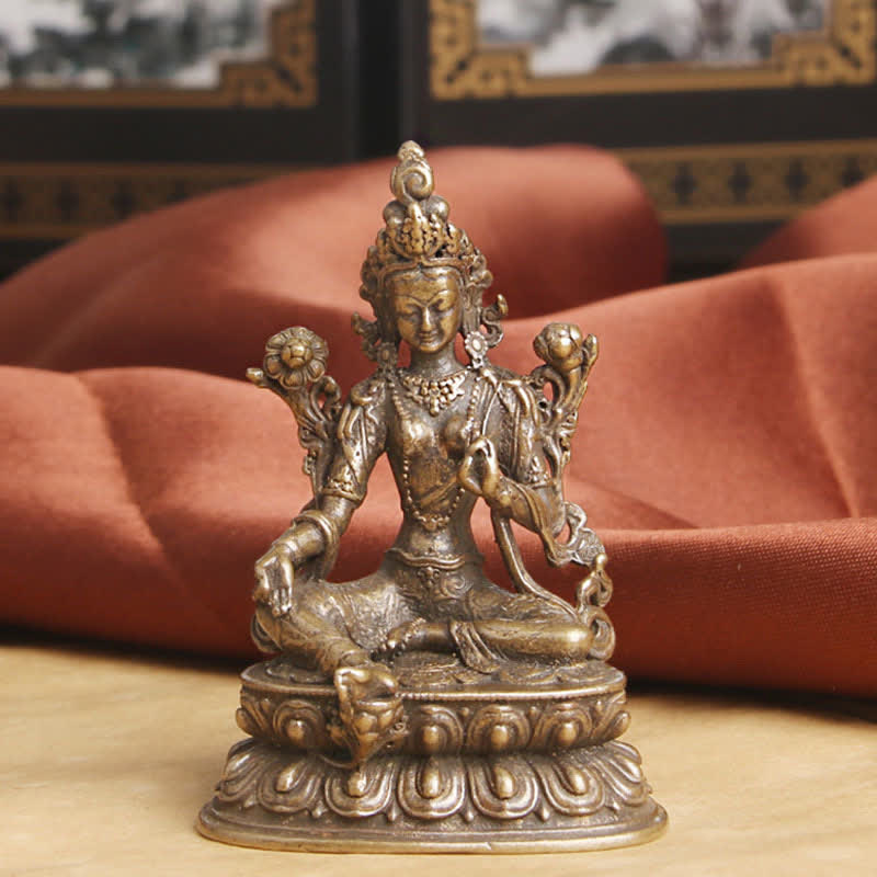 Bodhisattva Green Tara Calm Hope Kupfer Statue Dekoration - image 2