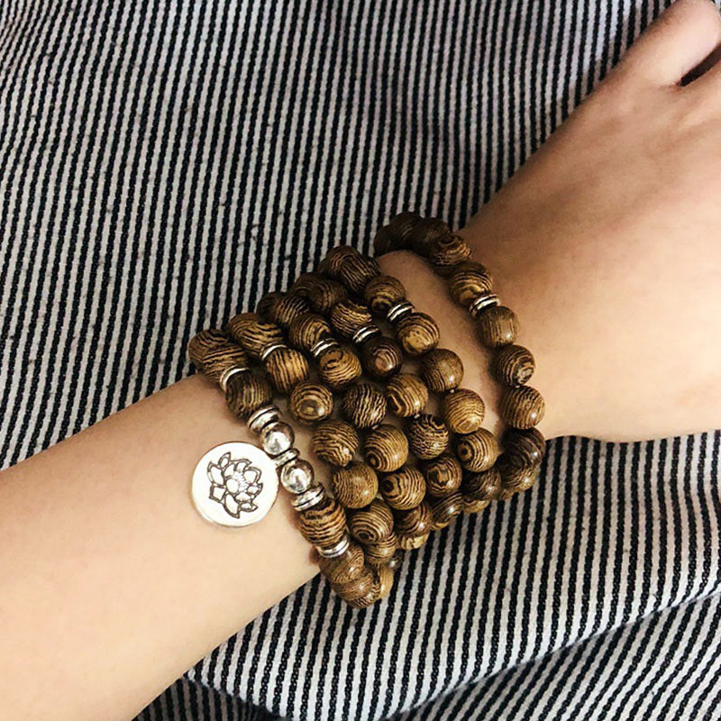 Buddha Stones, tibetisches Holzarmband, Lotus-Buddha-Mala - image 5