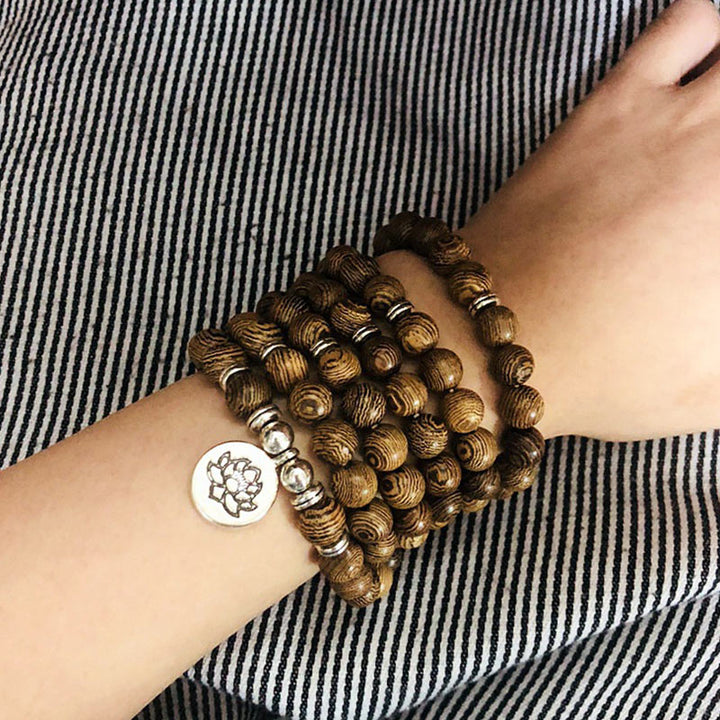 Buddha Stones, tibetisches Holzarmband, Lotus-Buddha-Mala - image 5
