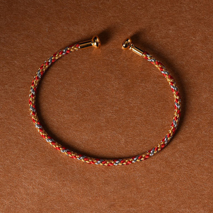 Buddha Stones, schlichtes Design, handgefertigtes Glücksgeflecht-Manschettenarmband - Rot, Orange, Grau - image 20