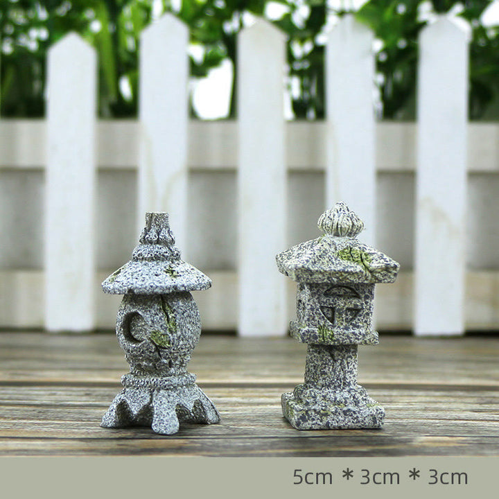 Meditierender Zen-Buddha-Gelassenheitsharz-Statuenfigur, Heimdekoration - Ein Paar kleine Steinpagoden 5 x 3 x 3 cm - image 11