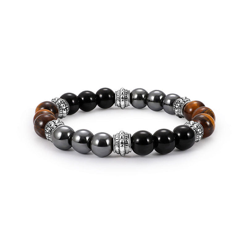 Buddha Stones Tigerauge und Hämatit Glücks- und Heilungsarmband - 0,31 Zoll (8 mm) - image 0