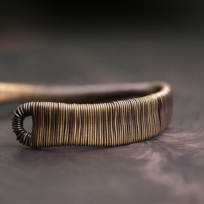 Buddha Stones, schlichtes Design, umwickeltes Messing-Kupfer-Armband, Glücksbringer, verstellbar - image 7