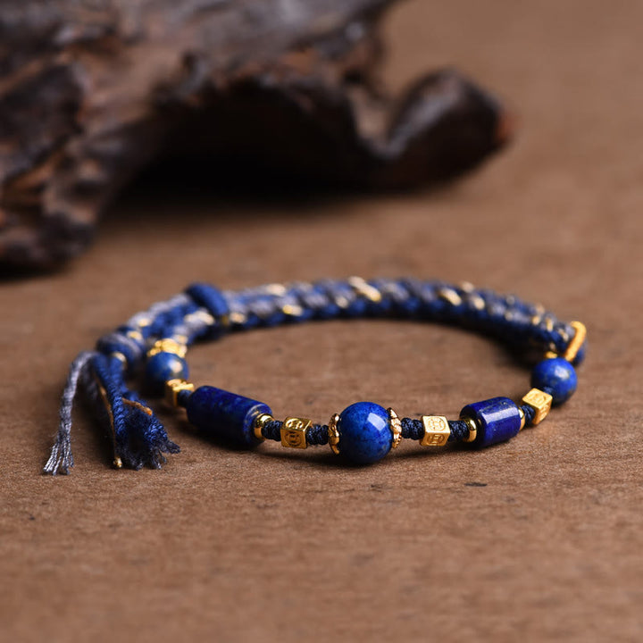 Buddha Stones, handgefertigtes Armband aus natürlichen Lapislazuli-Perlen, positive Seilform - image 4