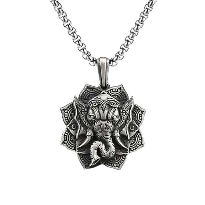 Buddha Stones reines Zinn Ganesh Ganpati Elefant Schutz Amulett Halskette Anhänger - Ganesh Anhänger & Gemeinsame Kette - image 4