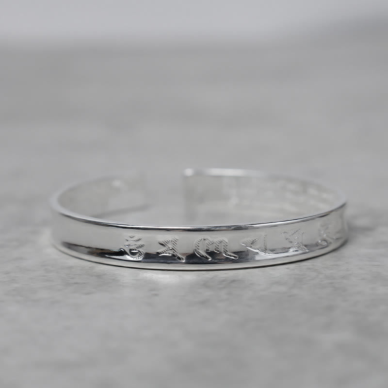Armband aus Weiß Kupfer mit tibetischem Mantra und Buddha Stonesn - 12 mm (Handgelenkumfang: 15–17 cm) - Mantra Transparente Gravur - image 5