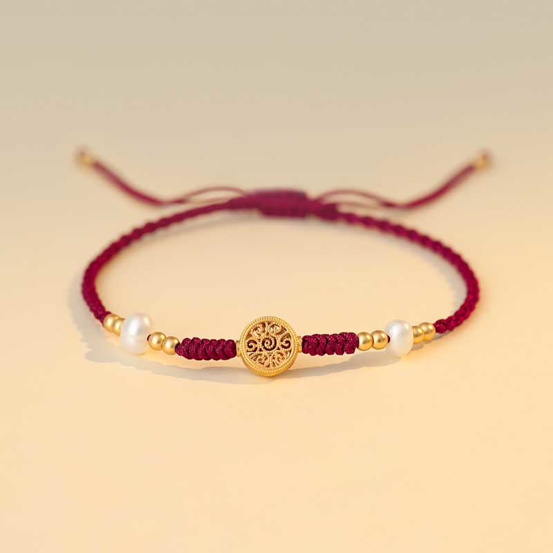 Geflochtenes Armband mit Buddha Stonesn, Kupfermünze, Glücksbaum, Glück, Stärke