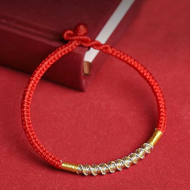 Buddha Stones 925 Sterling Silber Glück Stärke Rote Schnur Schutz Geflochtenes Armband - Gewöhnliche Schnalle - 20 cm - image 1