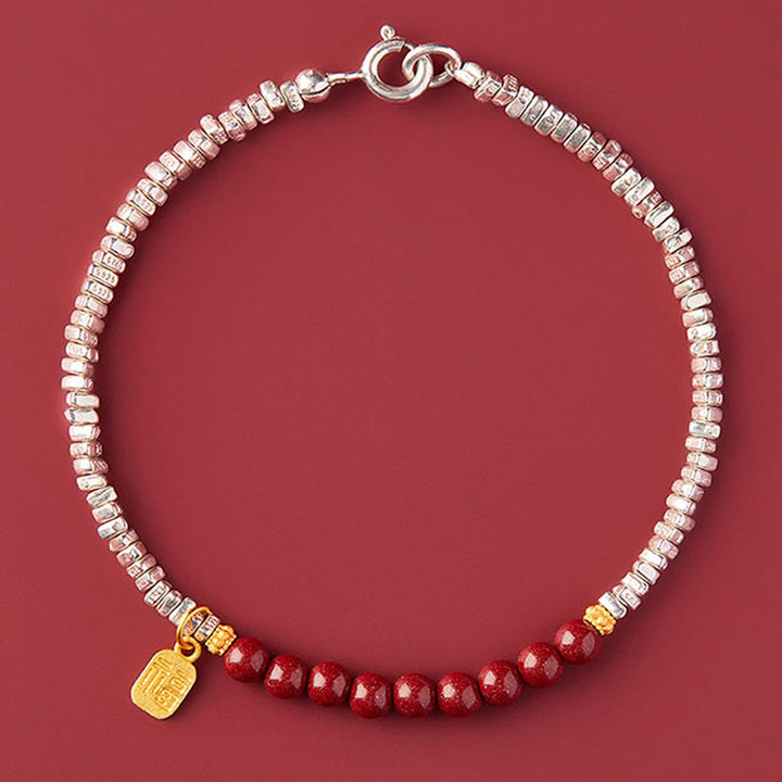 Buddha Stones 925 Sterling Silber Cinnabar Fu Charakter Segensarmband - Cinnabar&Fu Charakter (Handgelenkumfang 15-18 cm) - image 4