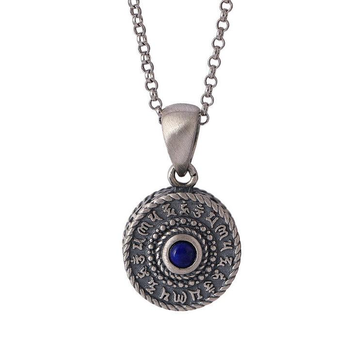 925 Sterling Silber Om Mani Padme Hum Lazurite Love Peace Halskette Anhänger - image 8