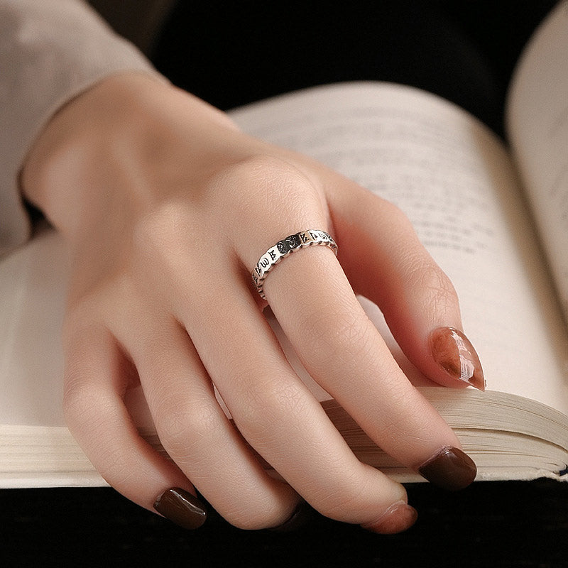 Buddha Stones Ring aus 925er-Sterlingsilber mit sechs wahren Worten und ruhiger Weisheit - image 2