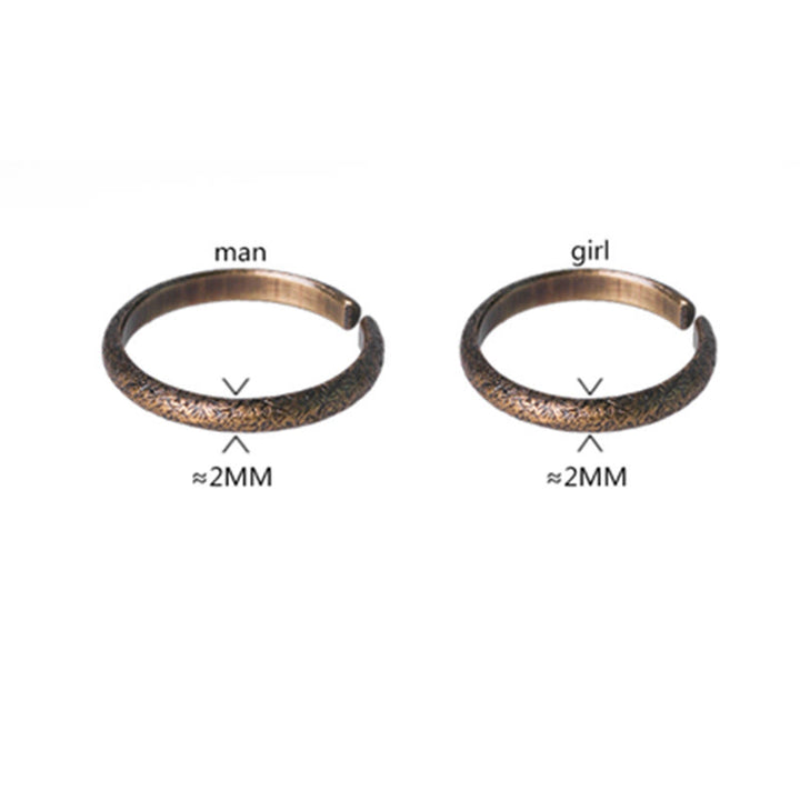 Buddha Stones Tibetischer Vintage-Kupfer-Glücksring mit Texturdesign für Paare - image 13