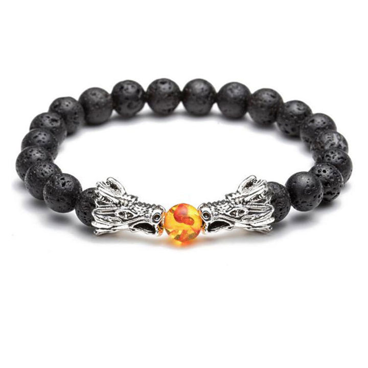 Buddha Stones Weiß Türkis Lava Rock Dragon Blessing Perlenarmband - image 6