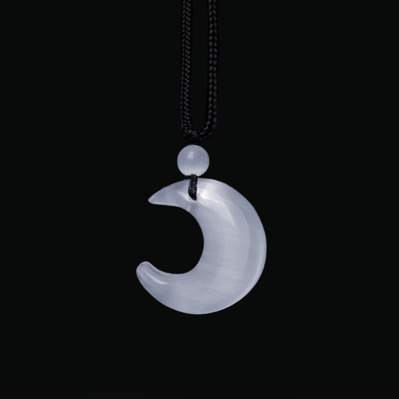 Buddha Stones Natürlicher Silberglanz Obsidian Selenit Kristall Halbmond Yin Yang Paar Schutz Halskette Anhänger - image 11