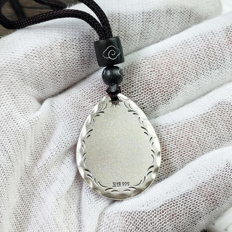 Buddha Stones Vintage 999 Sterling Silber Yin Yang Bagua Wassertropfen Design Balance Harmonie Halskette Anhänger - image 15