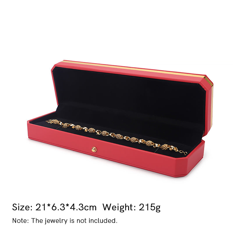 Schmuck-Aufbewahrungsbox, Geschenkbox aus PU-Leder - Rot - Kettenkasten (21*6,3*4,3cm) - image 22
