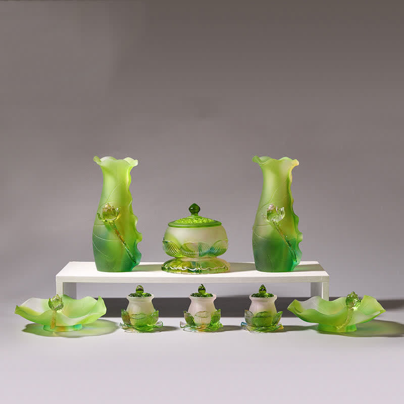 Feng Shui Lotus, handgefertigtes Liuli-Kristall-Kunststück, Heimbüro-Dekoration - image 18