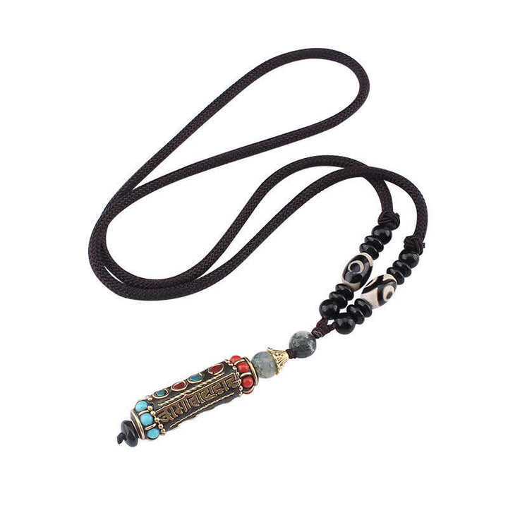 Buddha Stones Tibetische Om Mani Padme Hum Dzi Perle Wenge Holz Halskette Anhänger - image 12