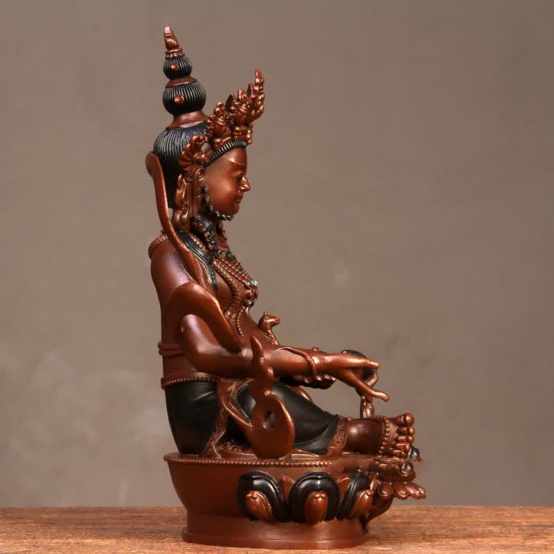 Gelbe Jambhala Bodhisattva Figur Mitgefühl Kupfer Statue Home Office Dekoration - image 4