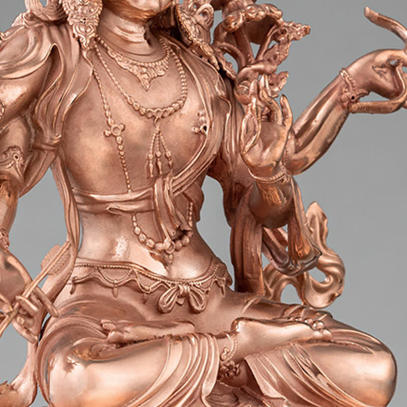 Vierarmige Manjusri Bodhisattva Figur Serenity Kupfer Statue Dekoration - image 10