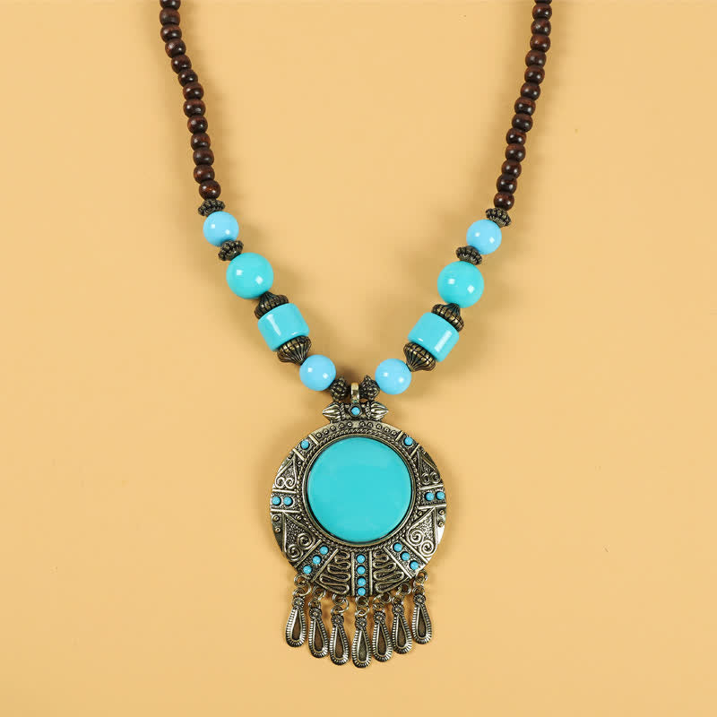 Tibetische Retro-Perlen, Quasten-Haarschmuck, Haarschmuck - Wassertropfen-Blau - image 14