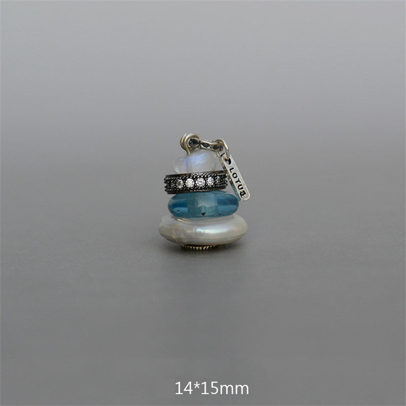 Buddha Stones Zen Cairn Labradorit Verschiedene Kristalle Calm Anhänger Halskette - Mondstein & Teal Glasperlen & Perlen Anhänger 14*15mm - image 25