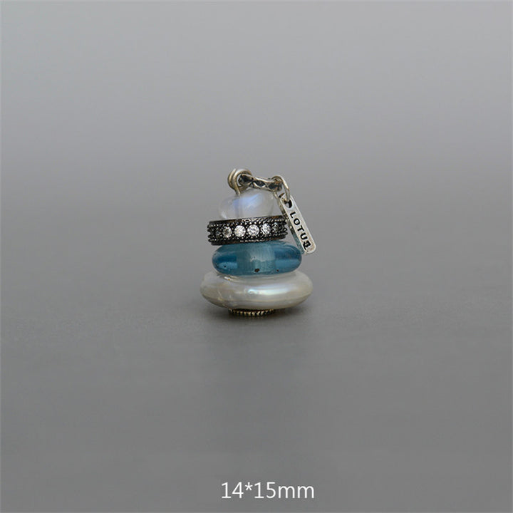 Buddha Stones Zen Cairn Labradorit Verschiedene Kristalle Calm Anhänger Halskette - Mondstein & Teal Glasperlen & Perlen Anhänger 14*15mm - image 25