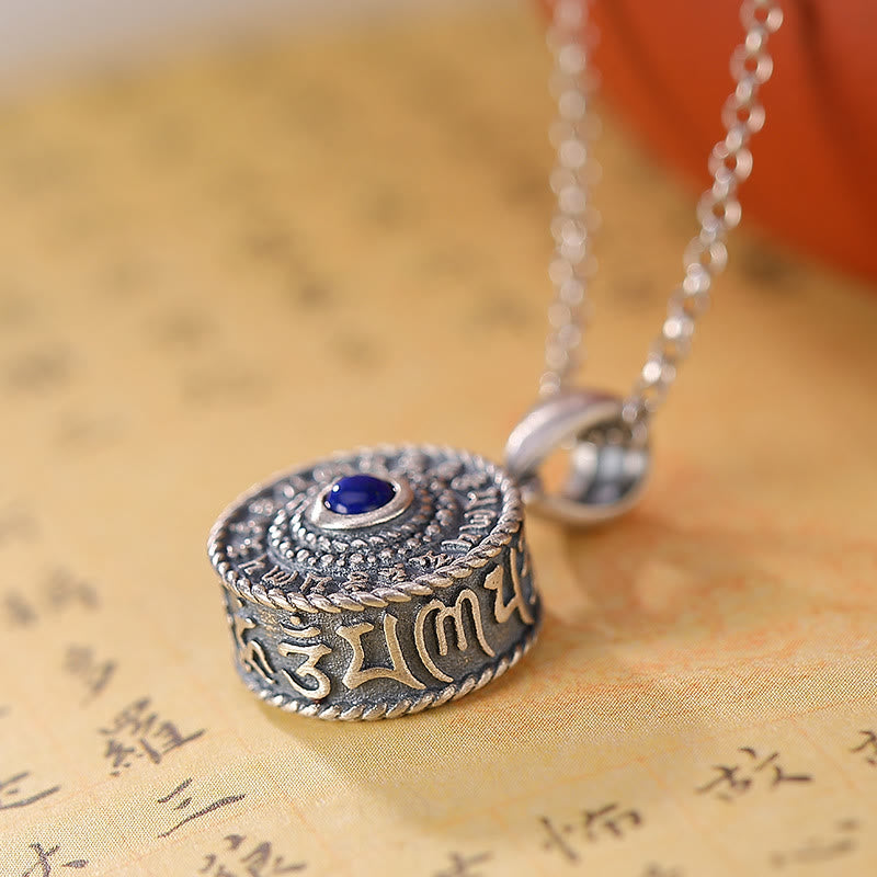 925 Sterling Silber Om Mani Padme Hum Lazurite Love Peace Halskette Anhänger - image 4