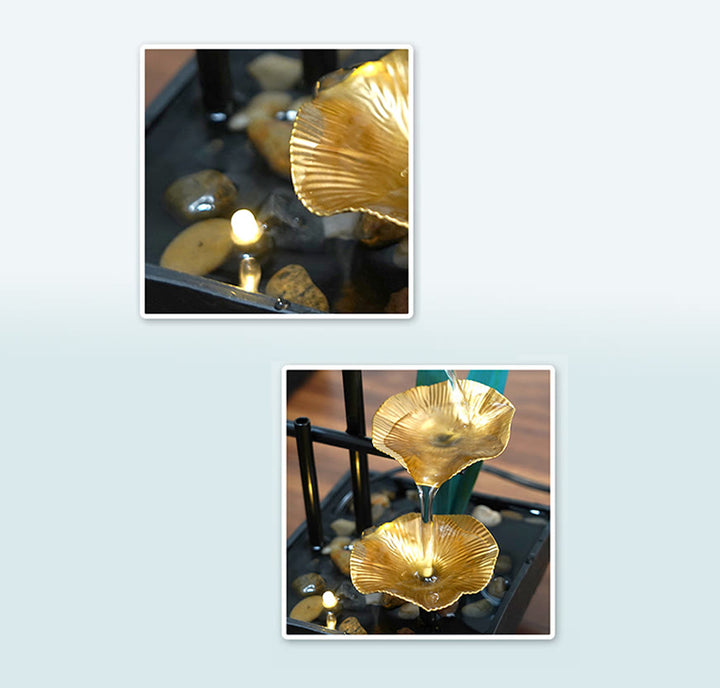 Dreischichtige Wasserfall-Brunnen-Tisch-Lotus-Ornamente mit Flussfelsen-Desktop-Dekoration - image 9