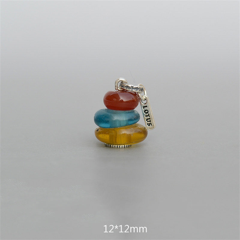 Buddha Stones Zen Cairn Labradorit Verschiedene Kristalle Calm Anhänger Halskette - Roter Achat & Aquablau & Bernstein Glasperlen Anhänger 12*12mm - image 16