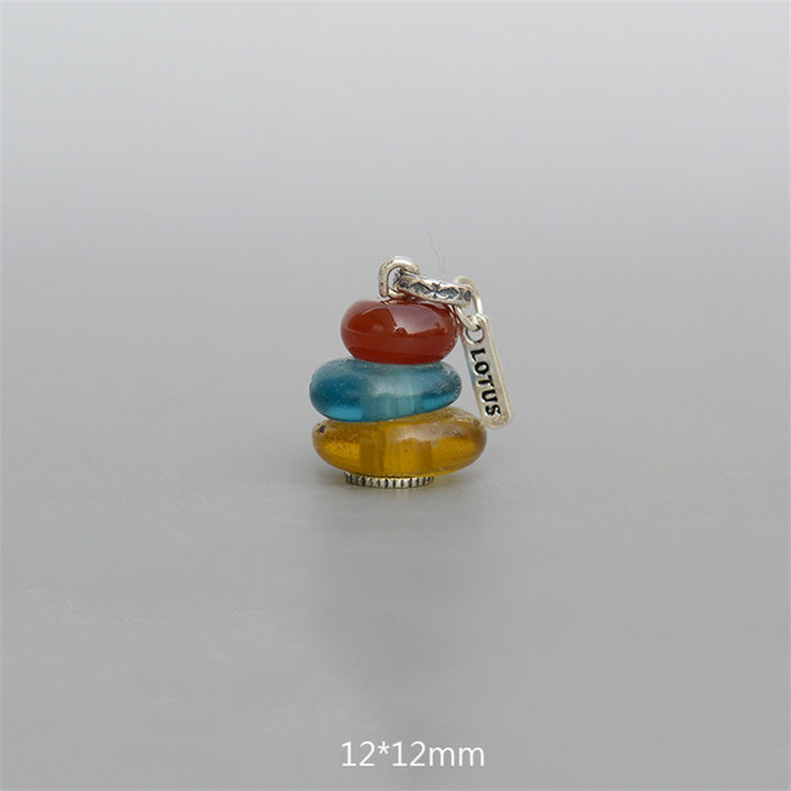 Buddha Stones Zen Cairn Labradorit Verschiedene Kristalle Calm Anhänger Halskette - Roter Achat & Aquablau & Bernstein Glasperlen Anhänger 12*12mm - image 16