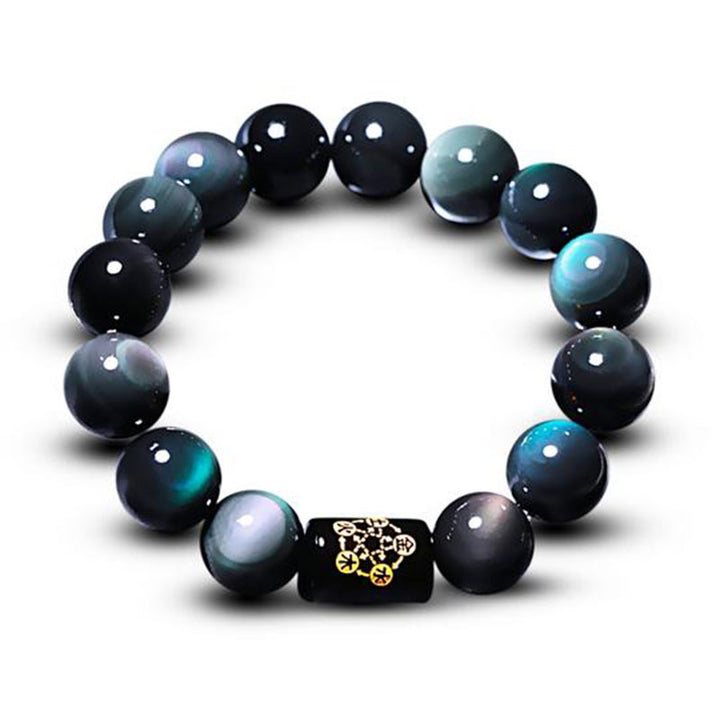 Armband mit positiver Transformation aus natürlichem Regenbogenobsidian von Buddha Stones