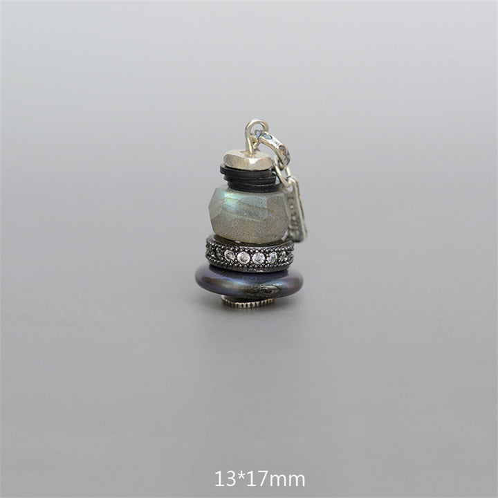 Buddha Stones Zen Cairn Labradorit Verschiedene Kristalle Calm Anhänger Halskette - Labradorit Anhänger 13*17mm - image 23