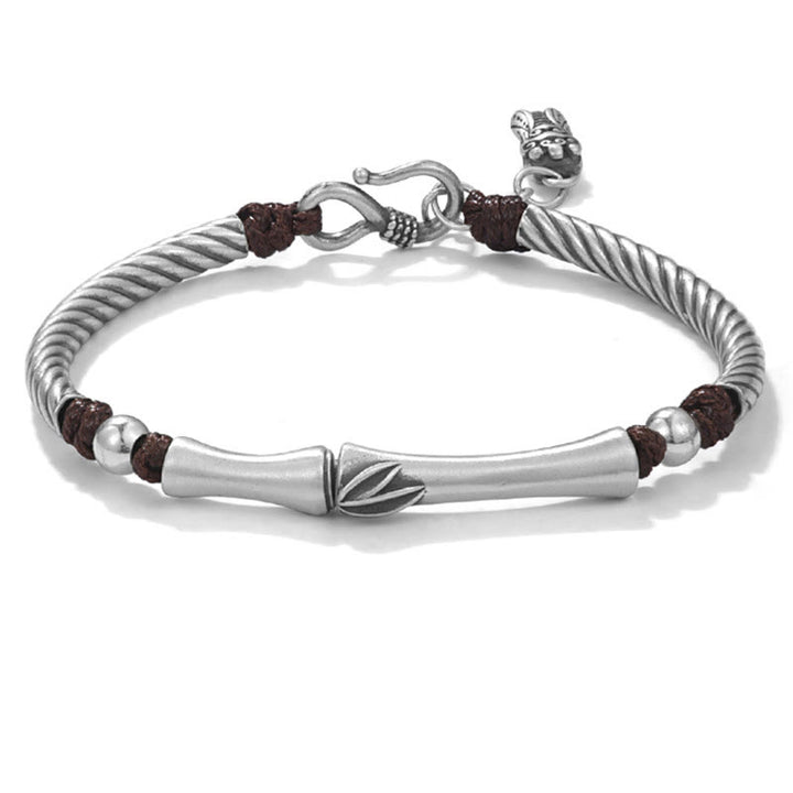 999 Sterling Silber Bambusmuster Zikade Glück Reichtum Armband - image 15