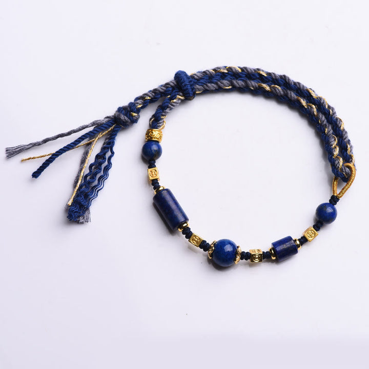 Buddha Stones, handgefertigtes Armband aus natürlichen Lapislazuli-Perlen, positive Seilform - image 7