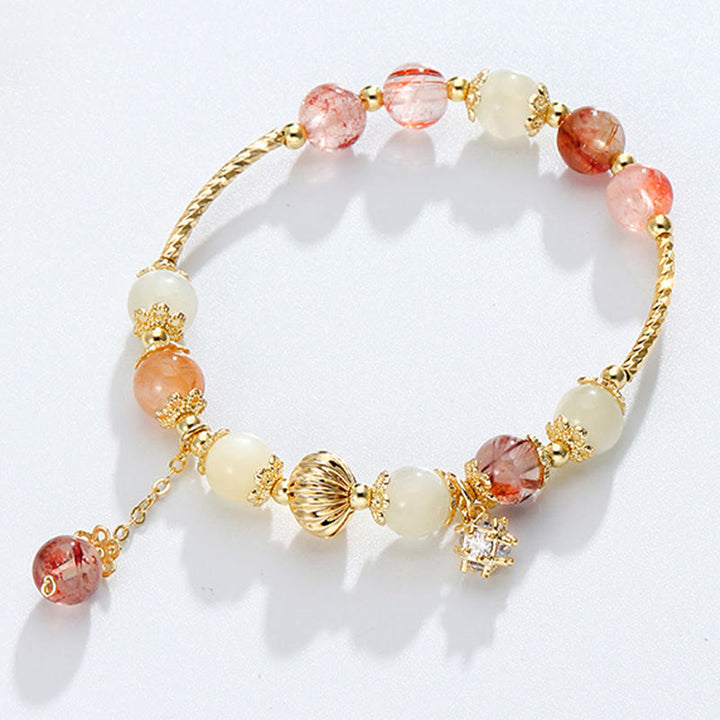 Buntes Rutilquarz-Katzenauge-Zirkon-Glücksperlenarmband - Rutilquarz (Glücksverheißung ♥ Mut) - image 1