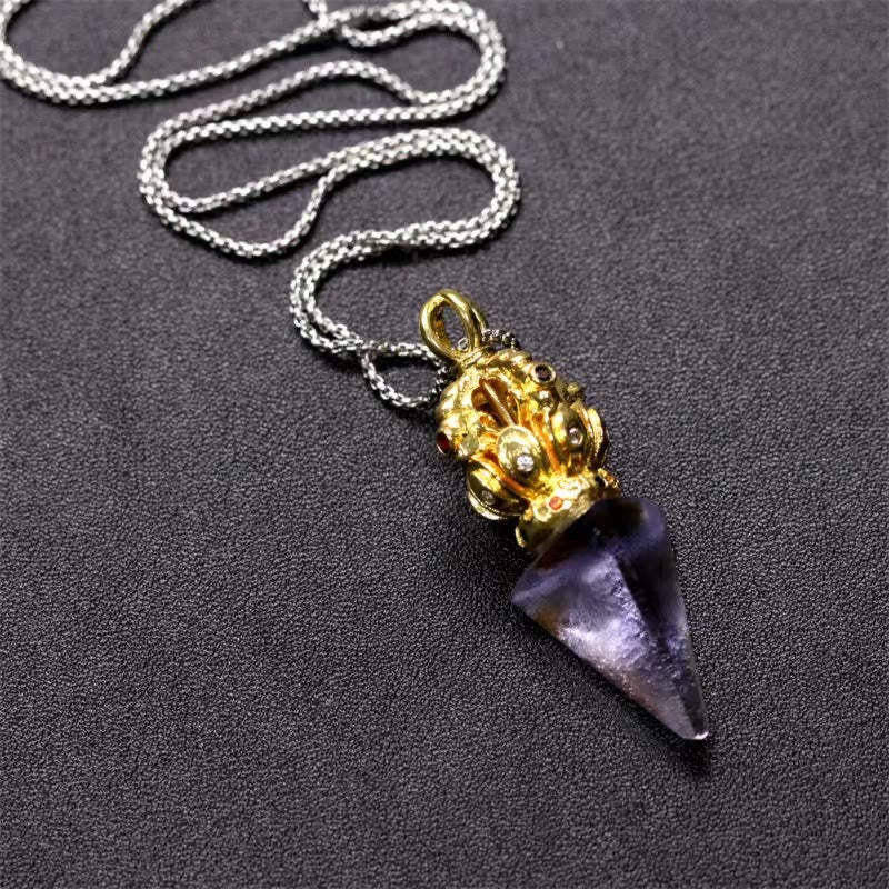 Buddha Stones, tibetischer Dorje Vajra, 4 Zinken, Lotus-Liuli-Kristall, Stärke-Halsketten-Anhänger - image 12