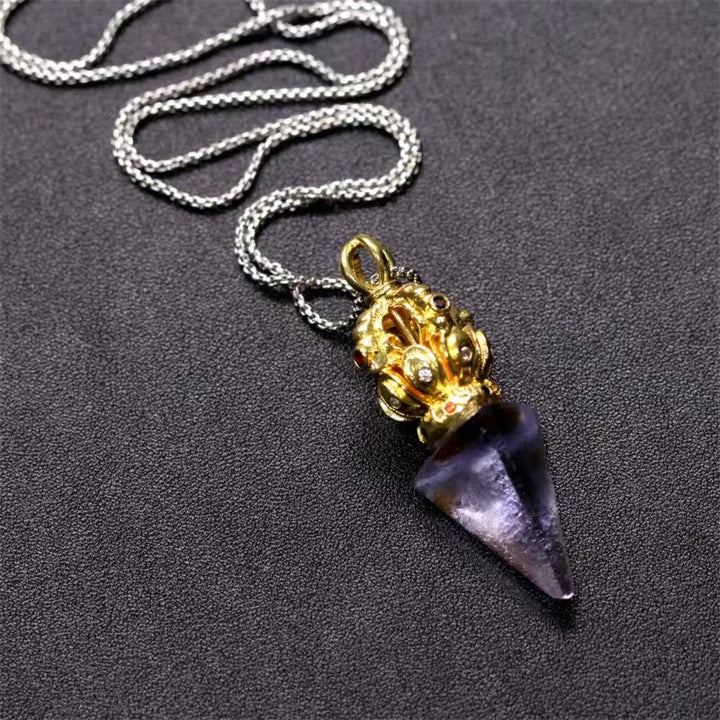 Buddha Stones, tibetischer Dorje Vajra, 4 Zinken, Lotus-Liuli-Kristall, Stärke-Halsketten-Anhänger - image 12