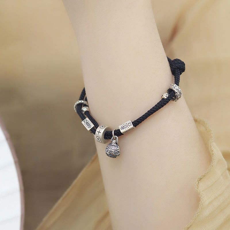 Buddha Stones 925 Sterling Silber Gold Schlucktier Koi Fisch Reichtum Handgefertigtes geflochtenes Armband - image 5