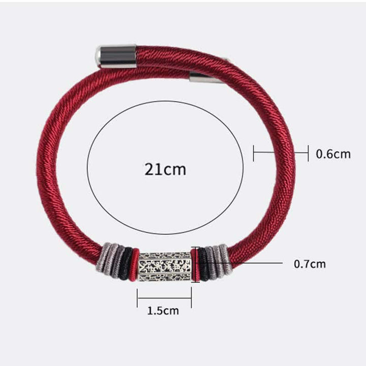 Buddha Stones 925 Sterling Silber Om Mani Padme Hum Peace Armband mit roter Schnur - image 12