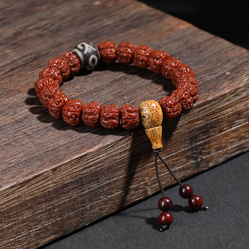 Buddha Steine Tibet Rudraksha Bodhi Samen Dzi Perle Glückskatze Tanzender Löwe Reichtum Armband Handgelenk Mala